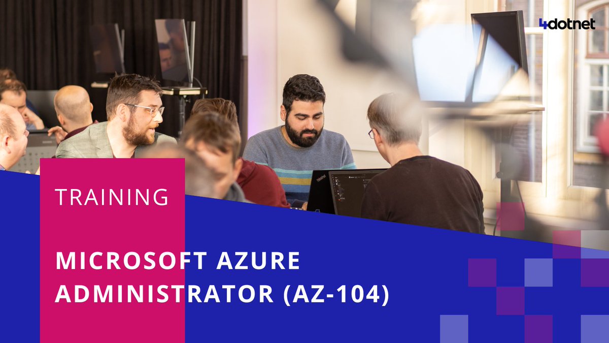 Training Microsoft Azure Administrator.👇
In deze officiële Microsoft training leer je diverse beheeraspecten van Azure, zoals het opzetten en inrichten van een Azure tenant, virtual machines, netwerkbeheer, governance, identity en meer!

Zie meer via: hubs.la/Q03yLq7B0