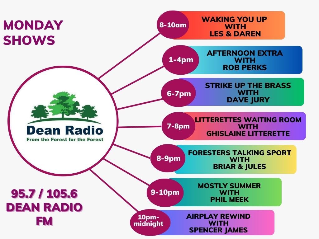 Monday's Dean Radio line up! 📻

Don't be fooled by Jules popping up on Breakfast today, it is indeed Monday and not a long weekend! 🤣

Tune in from 8-10am as Jules sits in for Daren and Les to kick start your week.

Then relax and enjoy your usual Dean Radio line up! 🥳