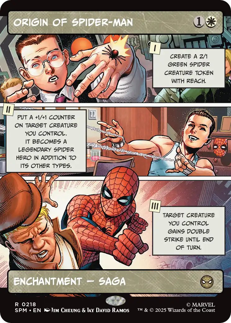 RapsoloM's tweet image. 💚Los artes de las SAGAS como tiras de comic, que te cuentan una breve historia segun SUBEN DE NIVEL, es de las mayores sacadas de la historia eh, que completa barbaridad!! #MTGxSpiderMan