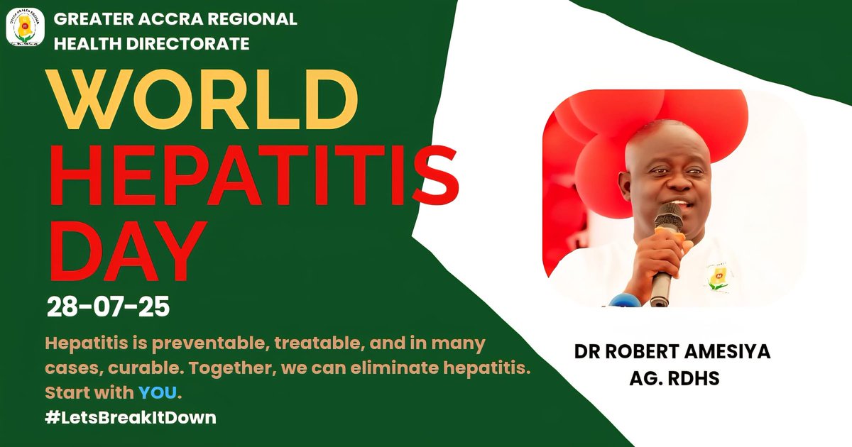 GARHD_GHS's tweet image. Today is World Hepatitis Day 2025! Let&apos;s Break It Down! Get tested, get vaccinated, get treated. Break down barriers to hepatitis care. 

#WorldHepatitisDay2025
#LetsBreakItDown
#YourHealthOurConcern