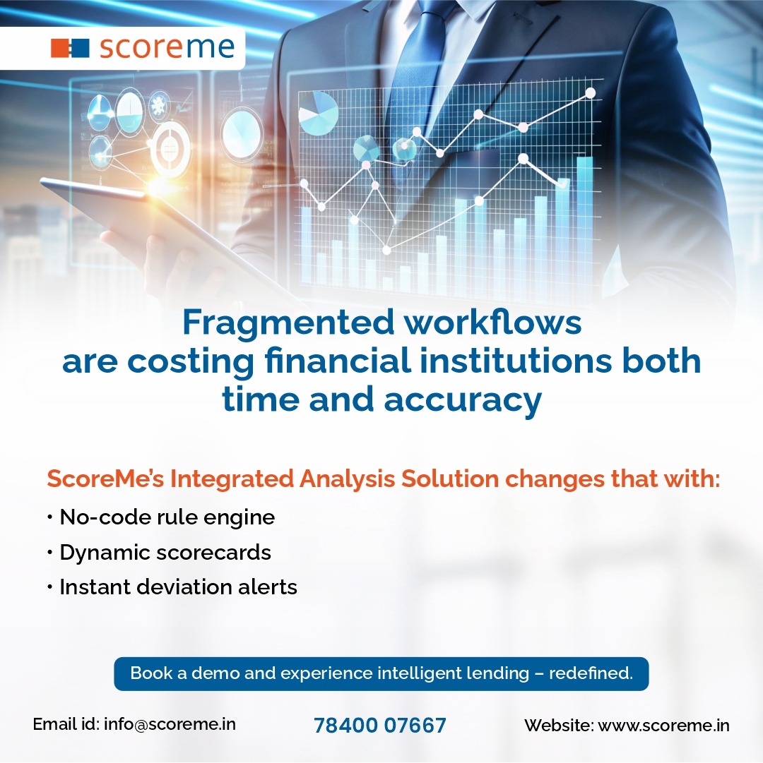 ScoremeSolution's tweet image. Legacy systems slowing you down? ScoreMe’s Integrated Analysis Solution with no-code rules & dynamic scorecards deliver instant deviation alerts for faster, error-free credit decisions.
Book a demo to transform your credit team!
#digitallending #scoremesolutions #creditanalysis