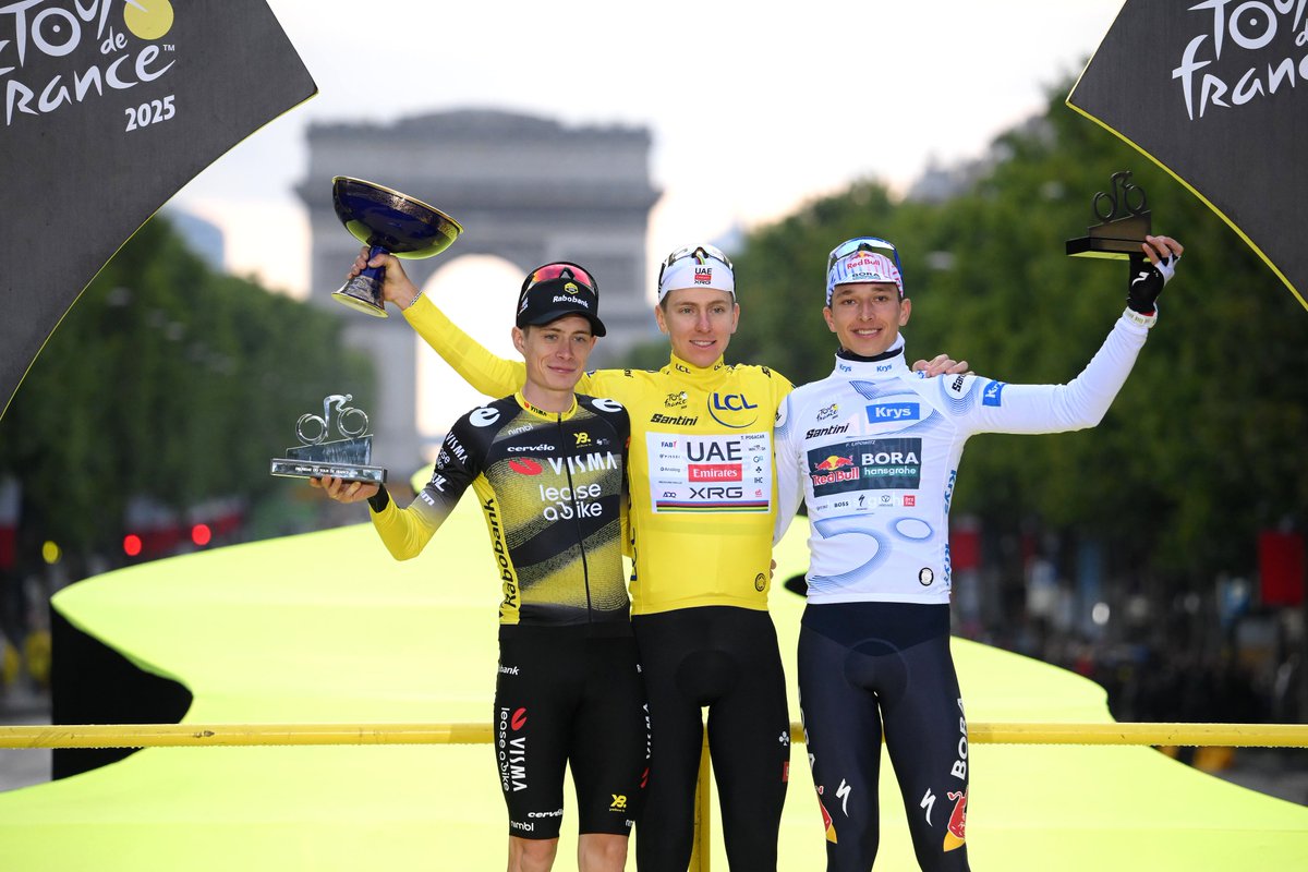 RBH_ProCycling's tweet image. 🇫🇷 #TDF2025
With Florian Lipowitz finishing 3d roverall in the general classification, #redbullborahansgrohe secured its first-ever podium finish at the @LeTour , along with the white jersey for best young rider.
➡️ lnkd.in/dVmEvJaA
📷 GettySport