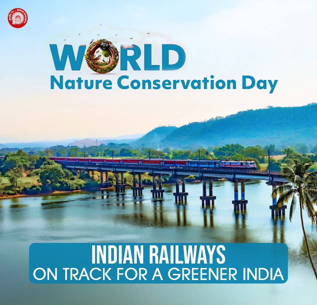 1/9
On #WorldNatureConservationDay, we celebrate the vital role of Indian Railways in building a greener, cleaner India.
From trains to tracks, every step is guided by sustainability.