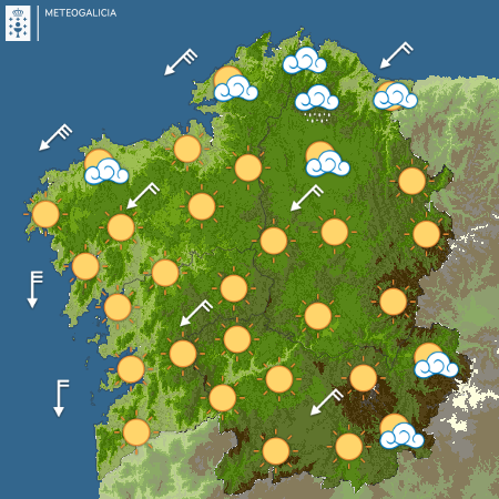 Depucoruna's tweet image. #FelizLuns
⛅ Seguimos baixo influencia das altas presións, polo que haberá máis nubes na metade norte que irán desaparecendo. As temperaturas mínimas non terán cambios significativos e as máximas sufrirán un lixeiro descenso. Os ventos soprarán do nordés.
@MeteoGalicia