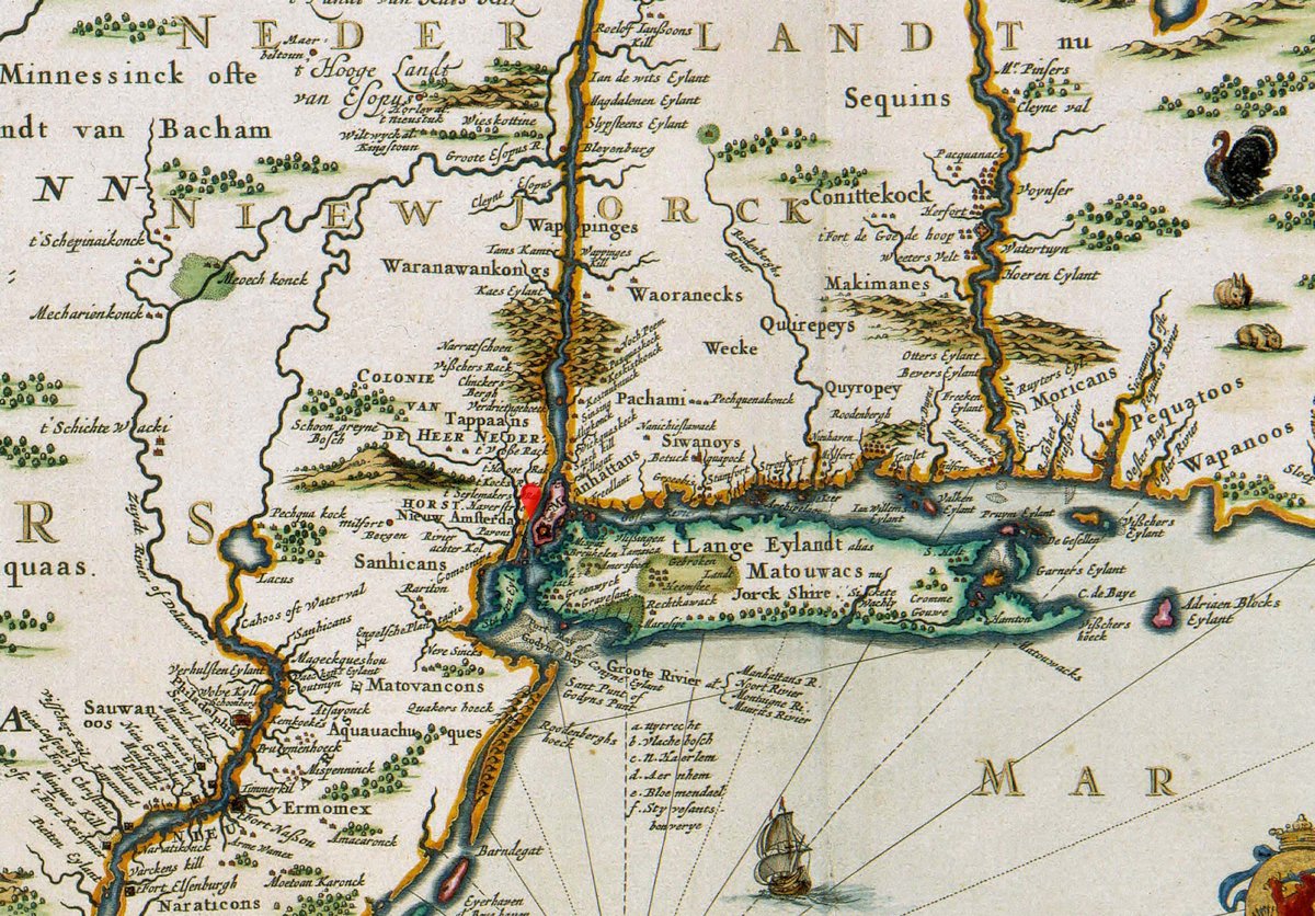 vor400's tweet image. A ship "Arms of Amsterdam" arrived on 26 July 1625 in New Amsterdam (New Netherland):
"Governor Minuit's secretary, who had arrived in the ship Arms of Amsterdam, July 26, 1625, was. Isaac de Rasieres."
en.wikisource.org/wiki/The_Story…