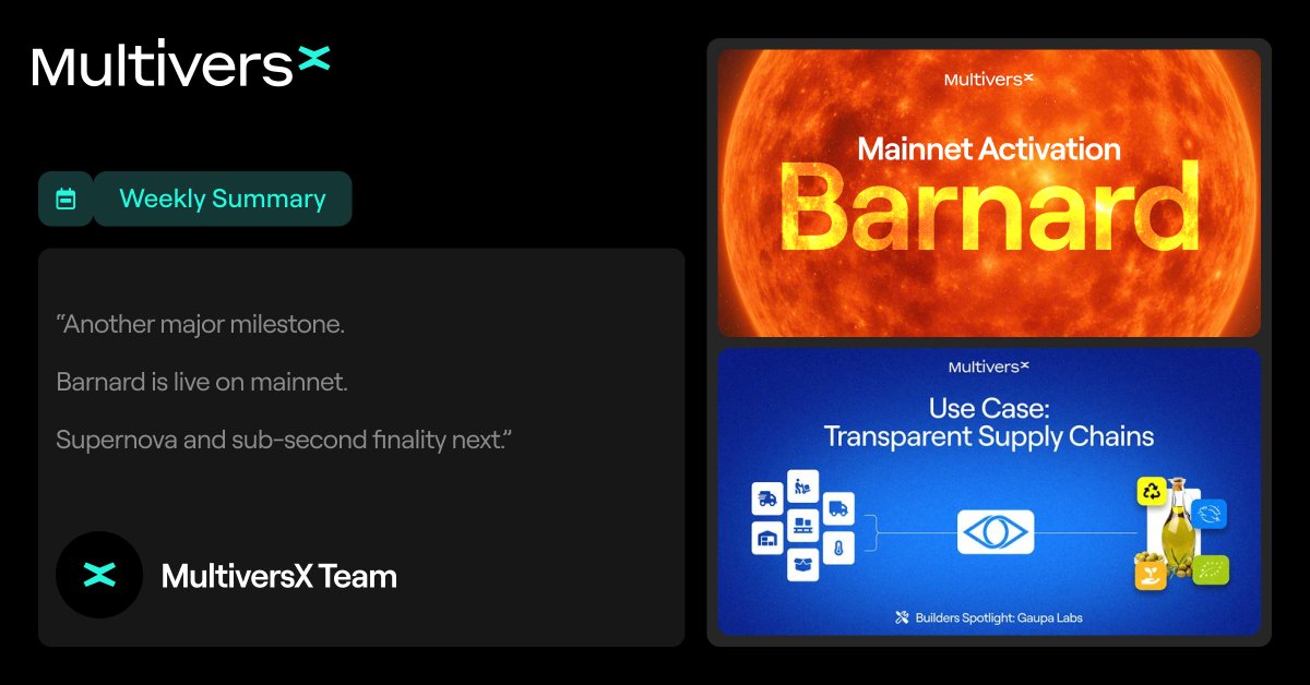 Multiversᕽ (@multiversx) on Twitter photo Last week in $EGLD 🌏
✨First batch of Barnard features went live
📲 xPortal wallet creation via Google & Apple login
đź’¸ <a href="/xMoney_com/">xMoney.com</a> now supports larger <a href="/binance/">Binance</a> Pay transactions
🇩🇪 <a href="/lucianmincu/">L. Barnardomulus XII</a> to speak at <a href="/conf3rence/">CONF3RENCE</a>
🎟 xAlliance decentralized raffles
📺 Comprehensive SDK-JS Last week in $EGLD 🌏
✨First batch of Barnard features went live
📲 xPortal wallet creation via Google & Apple login
đź’¸ <a href="/xMoney_com/">xMoney.com</a> now supports larger <a href="/binance/">Binance</a> Pay transactions
🇩🇪 <a href="/lucianmincu/">L. Barnardomulus XII</a> to speak at <a href="/conf3rence/">CONF3RENCE</a>
🎟 xAlliance decentralized raffles
📺 Comprehensive SDK-JS