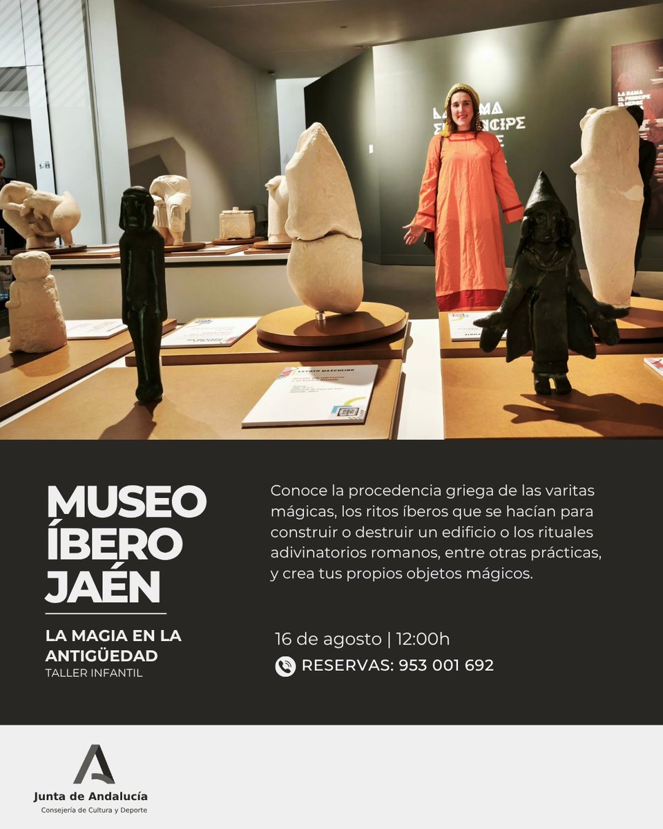 Museo Íbero de Jaén (@museo_ibero) on Twitter photo ✨ Descubre la magia en la Antigüedad en el Museo Íbero de Jaén
Apúntate a este divertido taller familiar y averigua cómo vivían la magia las sociedades antiguas
📅 16 de agosto a las 20:00h
#venalmuseo #venalíbero #asíaprendemos
<a href="/CulturaAND/">Cultura Junta de Andalucía</a> <a href="/culturayPHJaen/">Cultura #Jaén</a> ✨ Descubre la magia en la Antigüedad en el Museo Íbero de Jaén
Apúntate a este divertido taller familiar y averigua cómo vivían la magia las sociedades antiguas
📅 16 de agosto a las 20:00h
#venalmuseo #venalíbero #asíaprendemos
<a href="/CulturaAND/">Cultura Junta de Andalucía</a> <a href="/culturayPHJaen/">Cultura #Jaén</a>