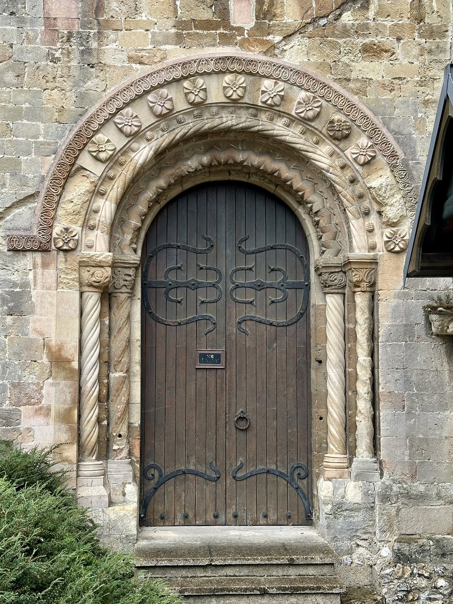 The Romanesque “Abbess’s” Doorway on the south side of the nave at Romsey Abbey.  The door once opened from the cloisters into the abbey #MedievalMonday