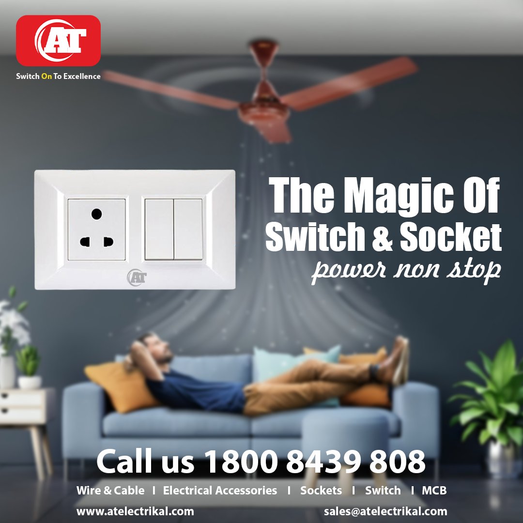 ATELECTRIKAL's tweet image. Elevate your space with modern, durable switches and sockets. Designed for safety, style, and long-lasting performance. Perfect for every room. call now for more info 1800 8439 808 and visit our site atkabel.com #SwitchAndSocket #HomeElectrical #ModernInteriors