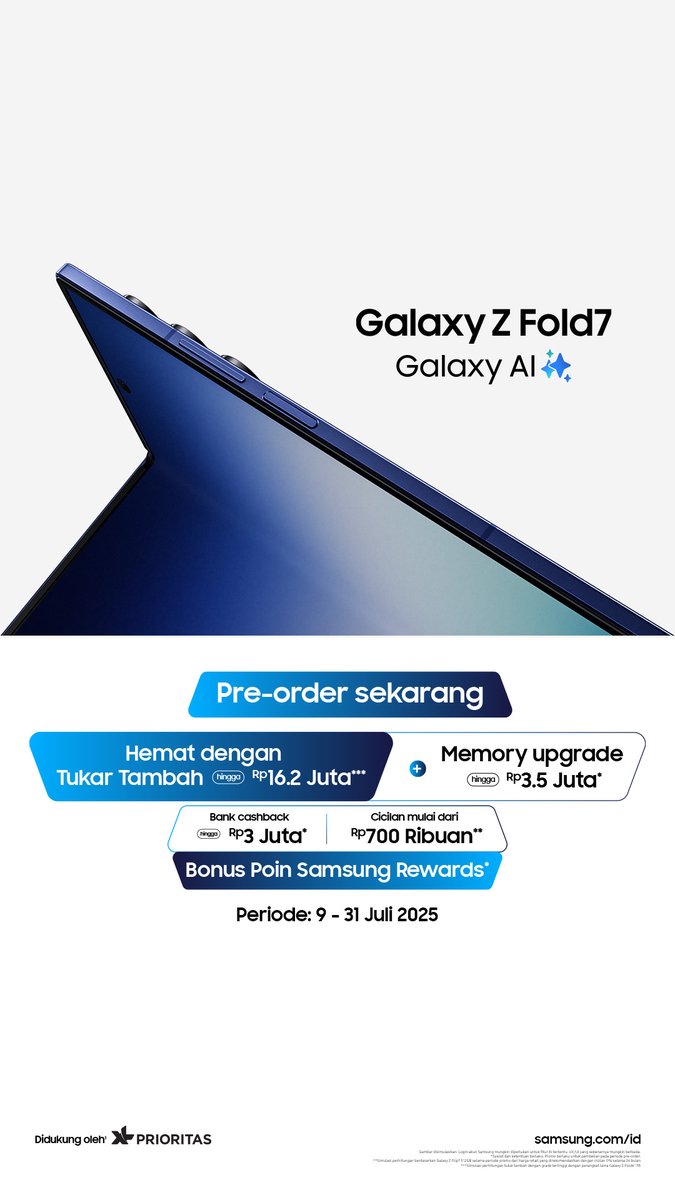 Sliweran mulu di fyp ku nih! Galaxy Z fold7? Cocok buat konten kreator nih kameranya 200MP 😍 PO cuma smpe akhir Juli nih
omgrefer.com/IFKMo
#LetsUnfoldPower