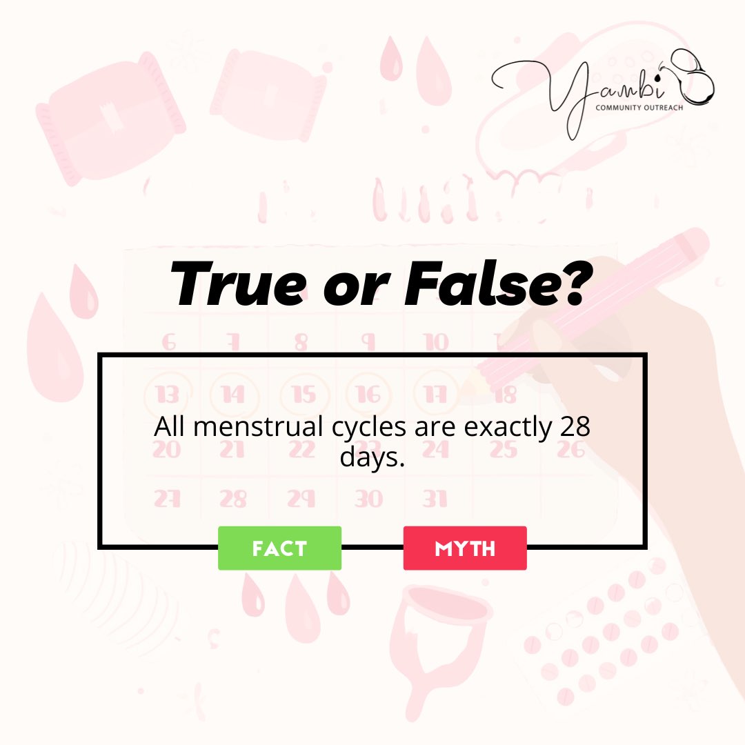 YambiCommunity's tweet image. FACT: A normal cycle can range from 21 to 35 days and yes, it can vary from month to month too!
There’s no one-size-fits-all when it comes to periods. Every body is different, and that’s completely normal.
#MenstrualHealthAwareness #PeriodFacts