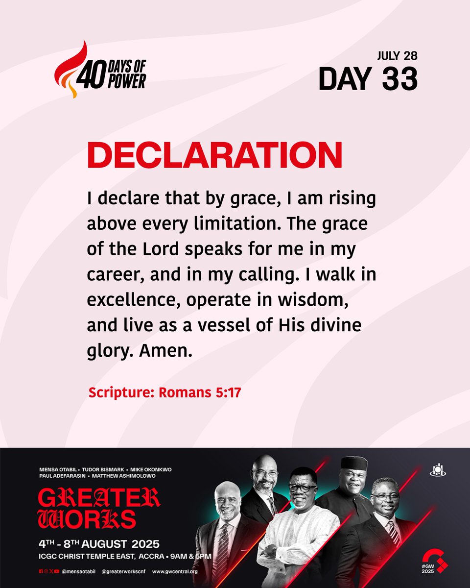 MensaOtabil's tweet image. You are rising above every limitation!
#GW2025
#40DaysOfPower