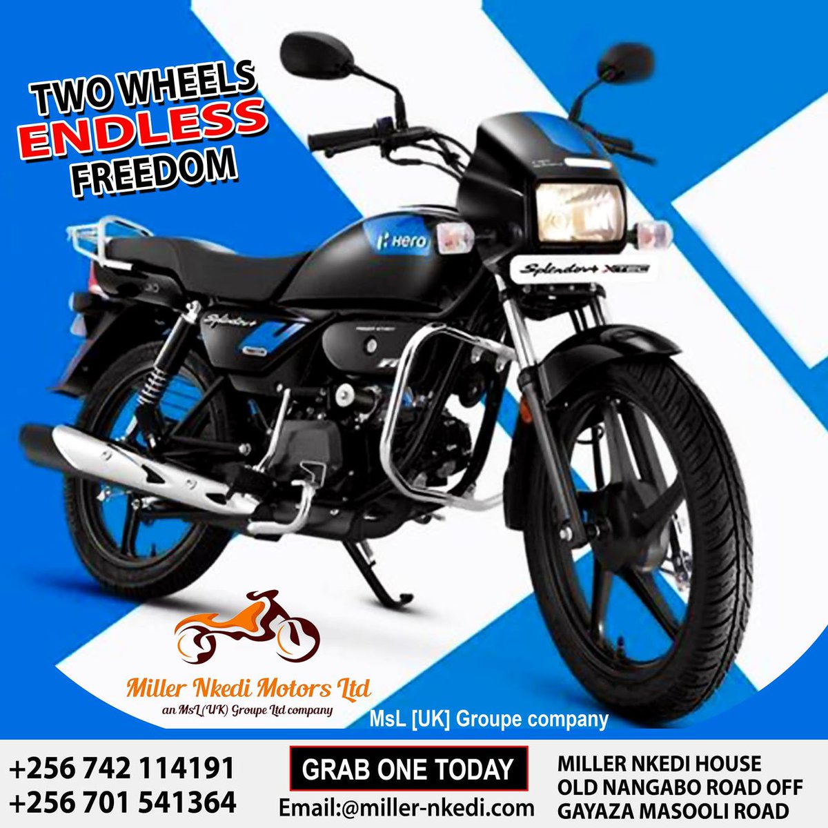 Be your own boss today and let the world know about you. With #MillerNkediMotorsLtd the dreams can come true. Get yourself a motorbike today