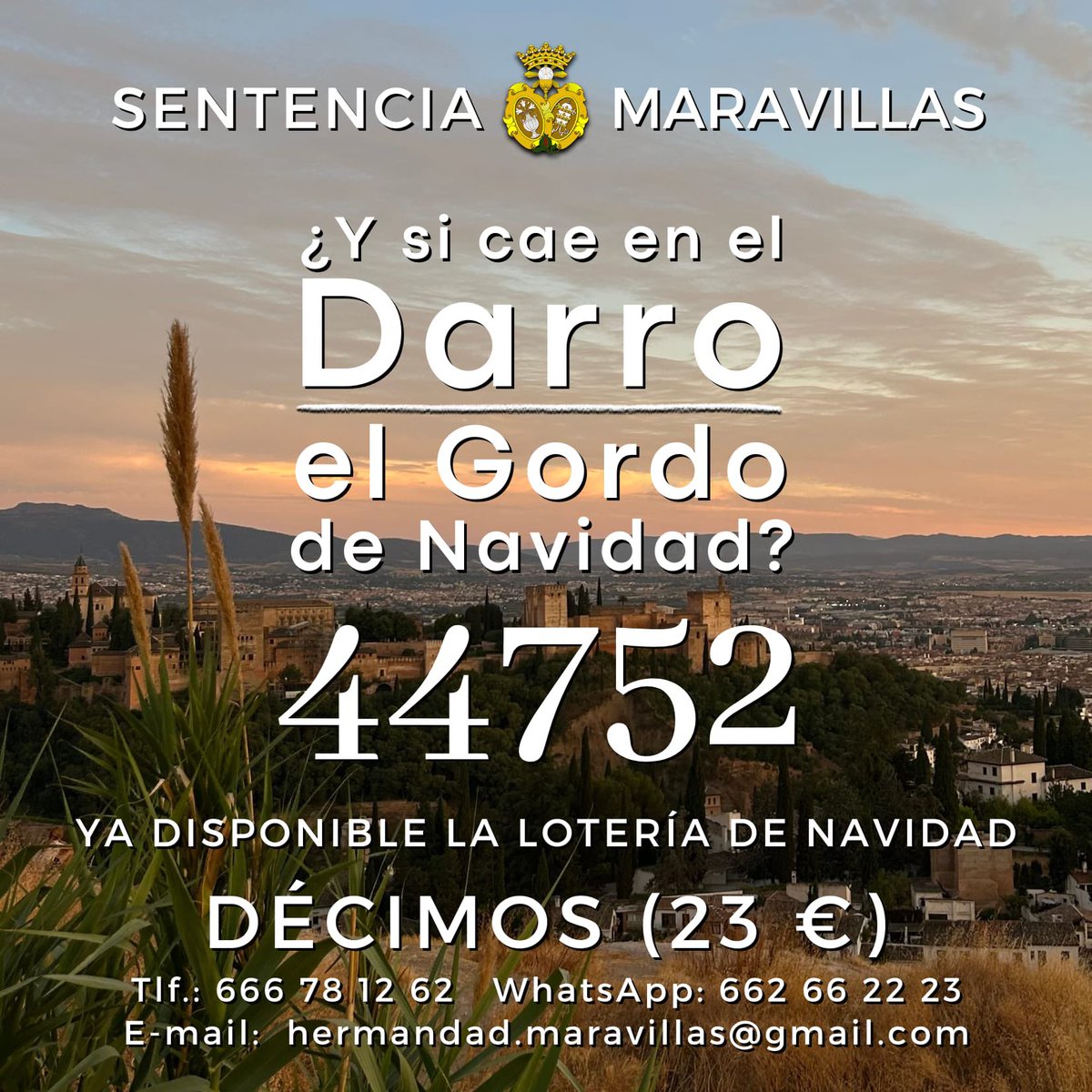 #LOTERÍANAVIDAD | Ya está disponible la Lotería de Navidad de la Hermandad.

El periodo vacacional es la ocasión perfecta para llevar la suerte a familiares y amigos, no dejes pasar la oportunidad, porque…

¿Y si cae en el Darro?