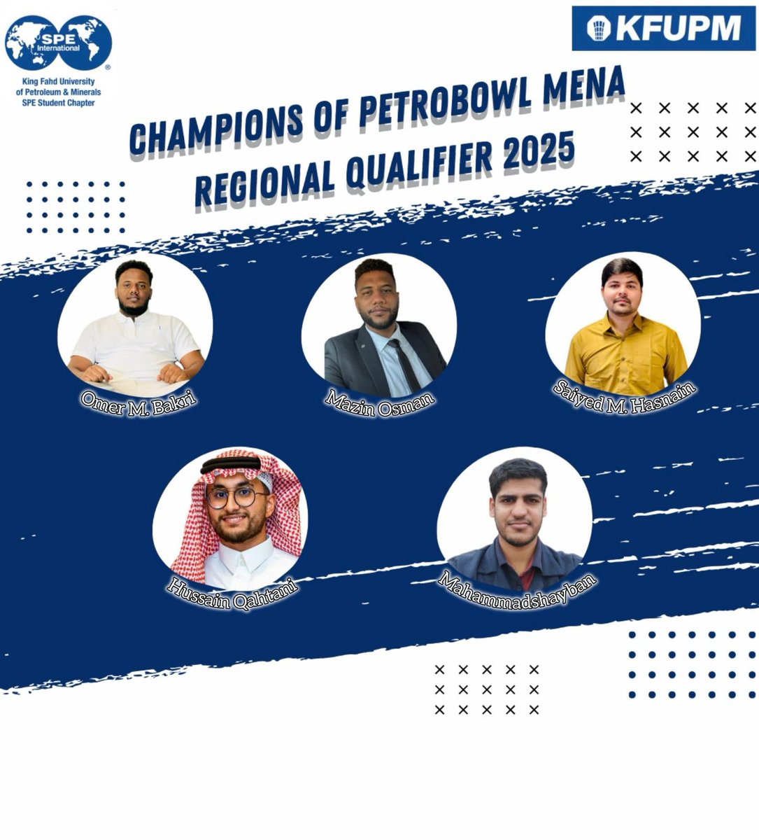 From Dhahran to the world! 🌍 The SPE KFUPM team has proudly achieved 1st place in the PetroBowl MENA 2025 qualifiers. 

Hosted by <a href="/speabudhabi/">SPE Abu Dhabi Section</a> 

Thus officially secured its place in the ATCE 2025 International Championship. We are proud of our champions for representing the