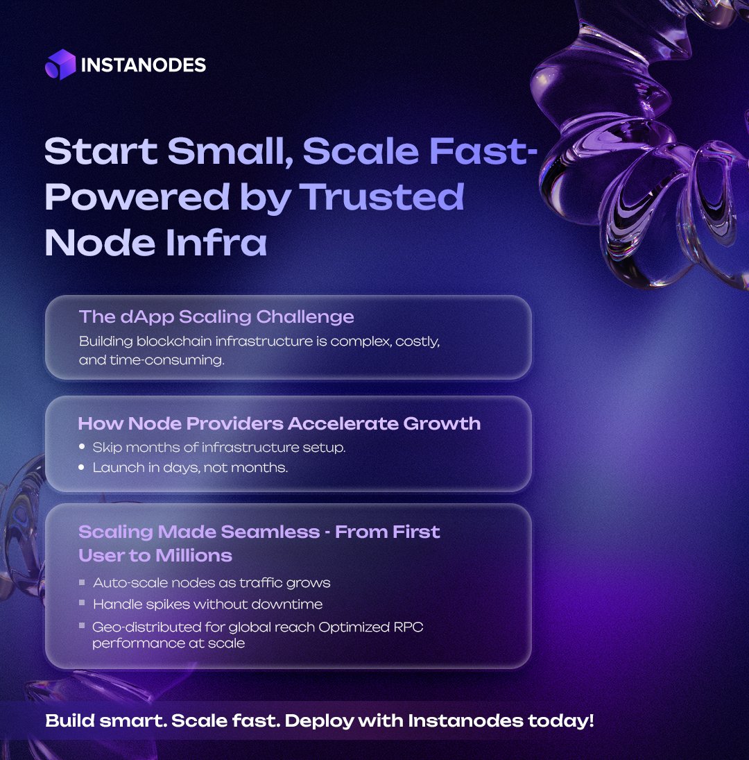 Setting up Blockchain infrastructure takes time. Scaling it takes even more.

Why not skip both? 
Instanodes lets you auto-scale, go global, and fine-tune RPCs effortlessly.

#BlockchainInfratructure #Nodes #Scalability