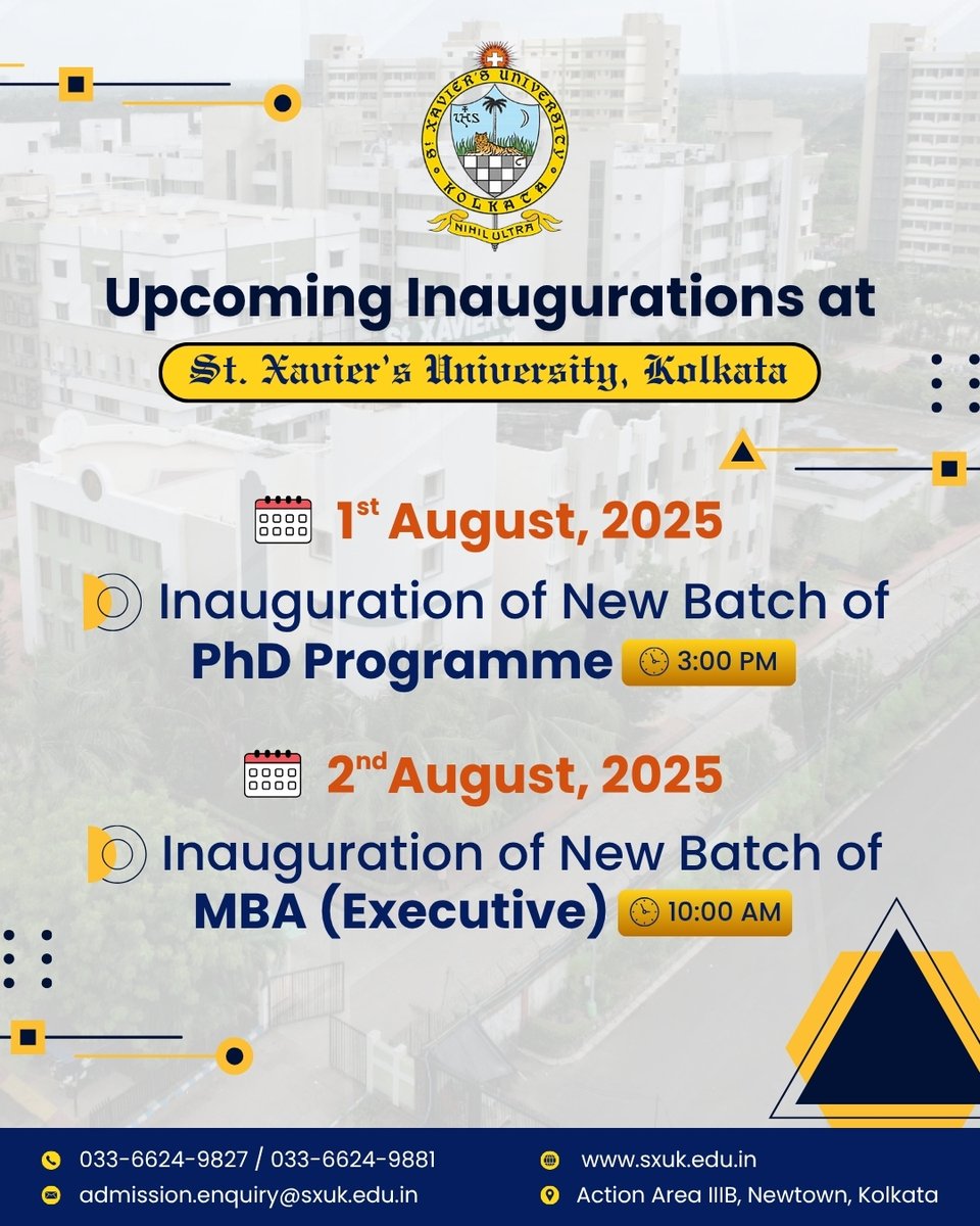 sxukolkata's tweet image. 🎓  𝐒𝐭. 𝐗𝐚𝐯𝐢𝐞𝐫’𝐬 𝐔𝐧𝐢𝐯𝐞𝐫𝐬𝐢𝐭𝐲, 𝐊𝐨𝐥𝐤𝐚𝐭𝐚 is all set to welcome the new academic journeys!
A warm welcome to our newest scholars and future leaders.
#SXUK #PhDProgramme #MBAExecutive #Inauguration2025 #XaverianSpirit #AcademicExcellence #AdmissionsOpen