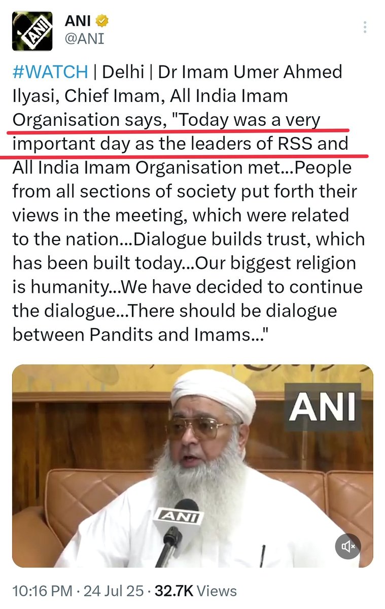 AlFarsi1201's tweet image. Imam Umer Ahmed Ilyasi calls a meeting with RSS leaders a Very Important Day.
The same RSS whose ecosystem has unleashed daily hate against Muslims.
Traitors like him don’t represent Muslims, they legitimise our oppressors.