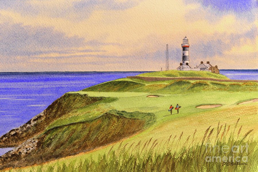 Pupulmimi's tweet image. Art today. Old Head Golf Course, Hole 4, near Kinsale, County Cork, Ireland. Watercolour by Bill Holkham @bm0406 @adityampaul @Derick_Cape