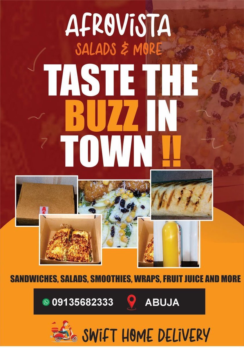 ABUJAPLUG's tweet image. 💥💥💥💥💥💥💥
Are you in ABUJA? Do you want the BEST fresh, juicy, hearty sandwiches, loaded wraps, crisp salads & smoothies???🥪🌯 🥗🍓
AFROVISTA has it all!!! 😍😍😋
Order now 09135682333
IG: @afrovista_salads_and_more
TikTok: @afrovista.salads.m