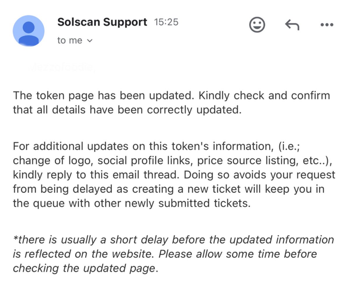 As one of the member, I try my best to support $Boopa. Keep sending email to different exchange and solscan.io to update Boopa details and make it as a long term achievable project. Good news today! Solscan replied my email and update Boopa 😭😭