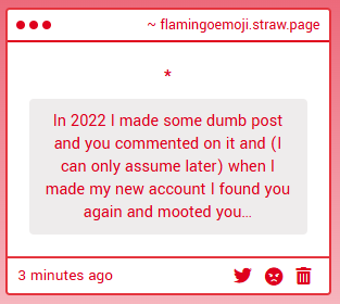 Flamingo_Emoji's tweet image. LOLLL now I'm curious to know who this is
If it was something that happened in 2022 I could probably care less lmao, sorry if I was ever mean lol