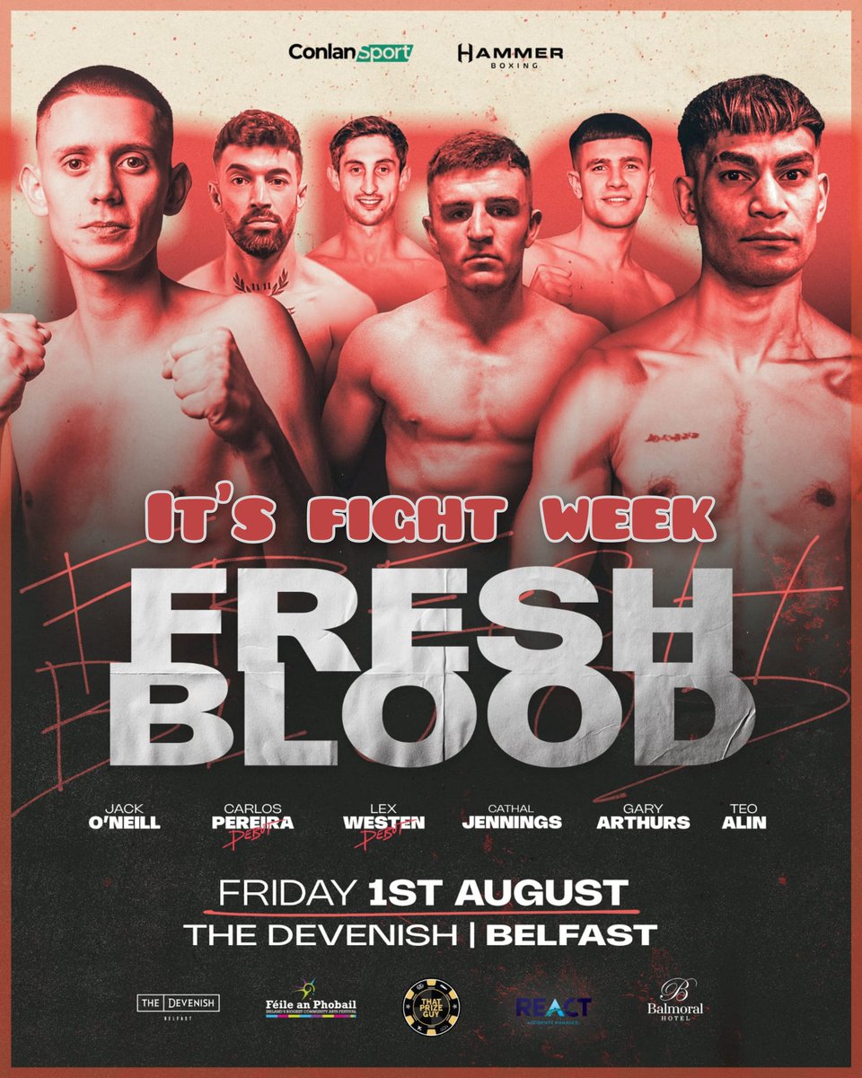 BoxingTicketsNI's tweet image. It's Fight Week in Belfast
Conlan Sports & Hammer Boxing present #FreshBlood at the Devenish complex on Friday night
Jack O'Neill tops the card in his first 6 rounder as he takes on Jake Pollard
Teo Alin, Gary Arthus & Cathal Jennings continue their development, whilst Lex…
