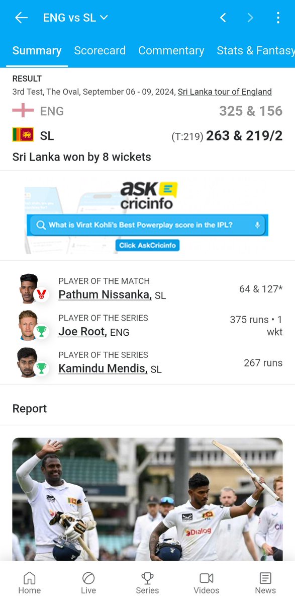 IamArjav's tweet image. For the records, England lost to SL at The Oval in 2024. SL chased 220 without any fuss. #INDvsENG #INDvsENGTest #ENGvsIND #BenStokes #TendulkarAndersonTrophy #RavindraJadeja #WashingtonSundar @TheStatsKid1523 @talksports45