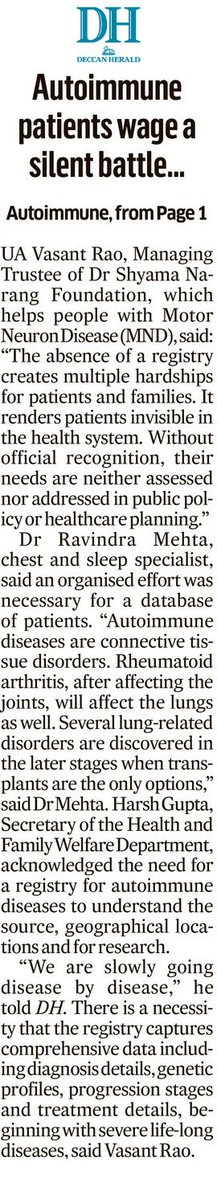 Amullya_23's tweet image. Over a hundred types of incurable autoimmune diseases and thousands of victims yet there is no government registry to track them.
My report in @DeccanHerald
Read here: deccanherald.com/india/karnatak…