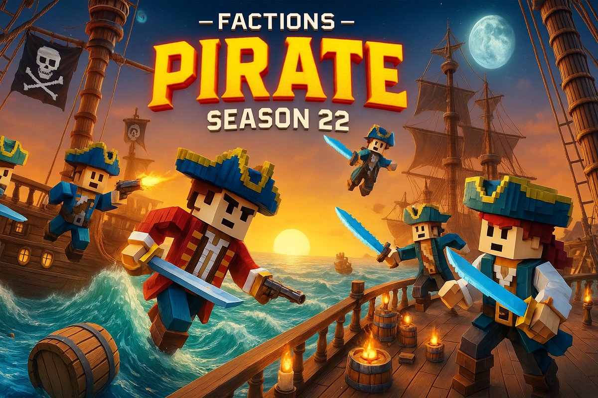🏴‍☠️ Factions Pirate: Season 22 Announcement🦜

Join us this Friday, August 1st at 5PM EST for a new Factions: Pirate season!

We'll be giving away:
⚓️ 5x Kraken+ Ranks (30 days)
⚓️ 3x Blind Boxes *NEW*
⚓️ 10x SOTW Crates
⚓️ 25,000x Gold

Follow us, Retweet, and Like to enter! ⚔️