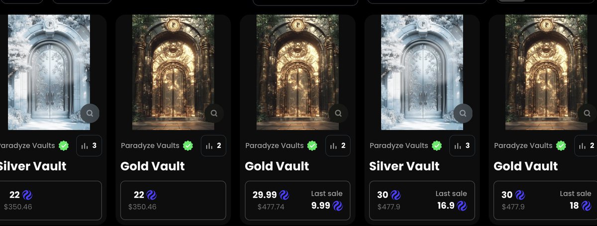urejNFT's tweet image. paradyze floor now at 22 $INJ 

did you notice a gold vault priced the same as silver?

no brainer.

@ParadyzeFi is coming soon with $P airdrops 
and this could boost your multiplier!