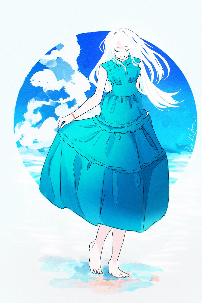 022_will_'s tweet image. ターコイズブルーのワンピース