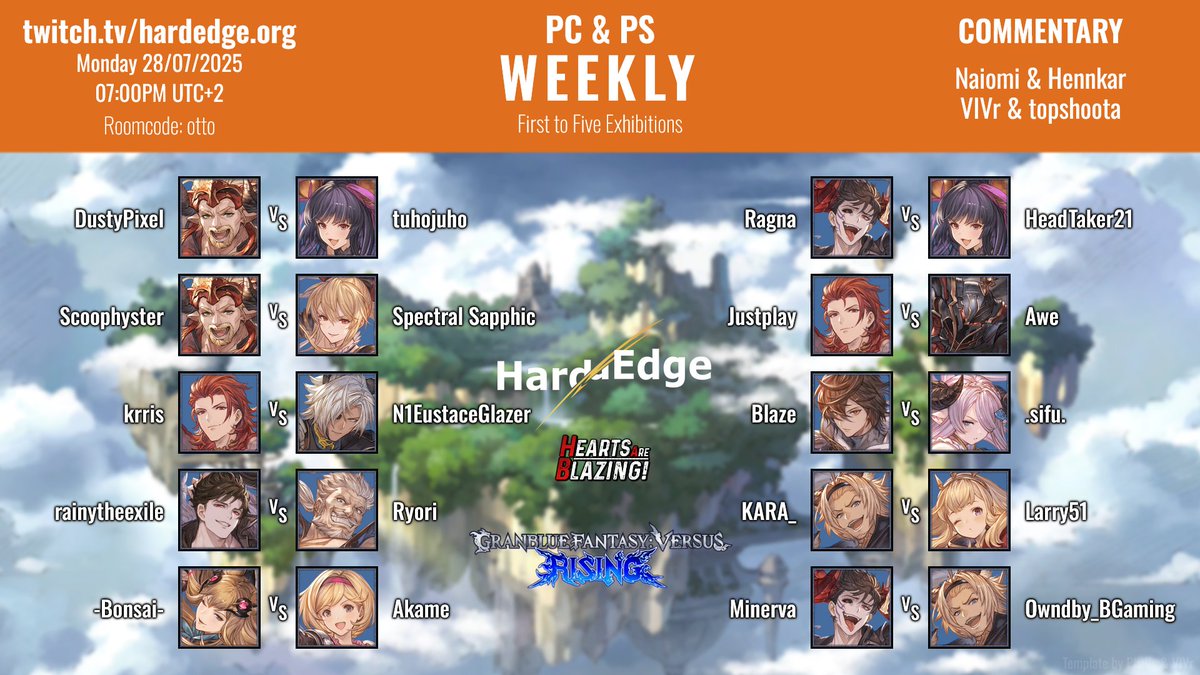 veeveer2's tweet image. Today&apos;s #GBVSR Hardedge weekly is filled with cool matchups that we&apos;ve not seen for a long time. I&apos;m excited to see how they shake out when piloted by our incredible players!
Watch it today, 7 PM CEST @ twitch.tv/hardedge_org !