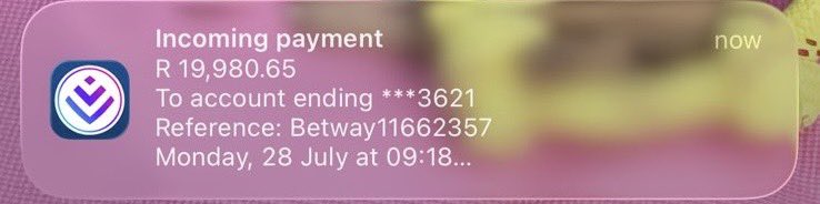 SabeloiLembe's tweet image. 💣💣💣 BIG PAYOUT ALERT💥💥💥

JULY HAS BEEN THE BIGGEST YET🥳🥳🥳

2X BOOOMS💥💥 yesterday 

1st slip (BW7DC178F) = R19,980.65🔥
2nd slip (BW7E8CB0B) = R4,312.42🔥

R24,293.07 won🥳🥳 Congrats to all that followed!🍏🍏🍏🍏

Voucher giveaway this week😉. Follow, like &amp;amp; retweet to…