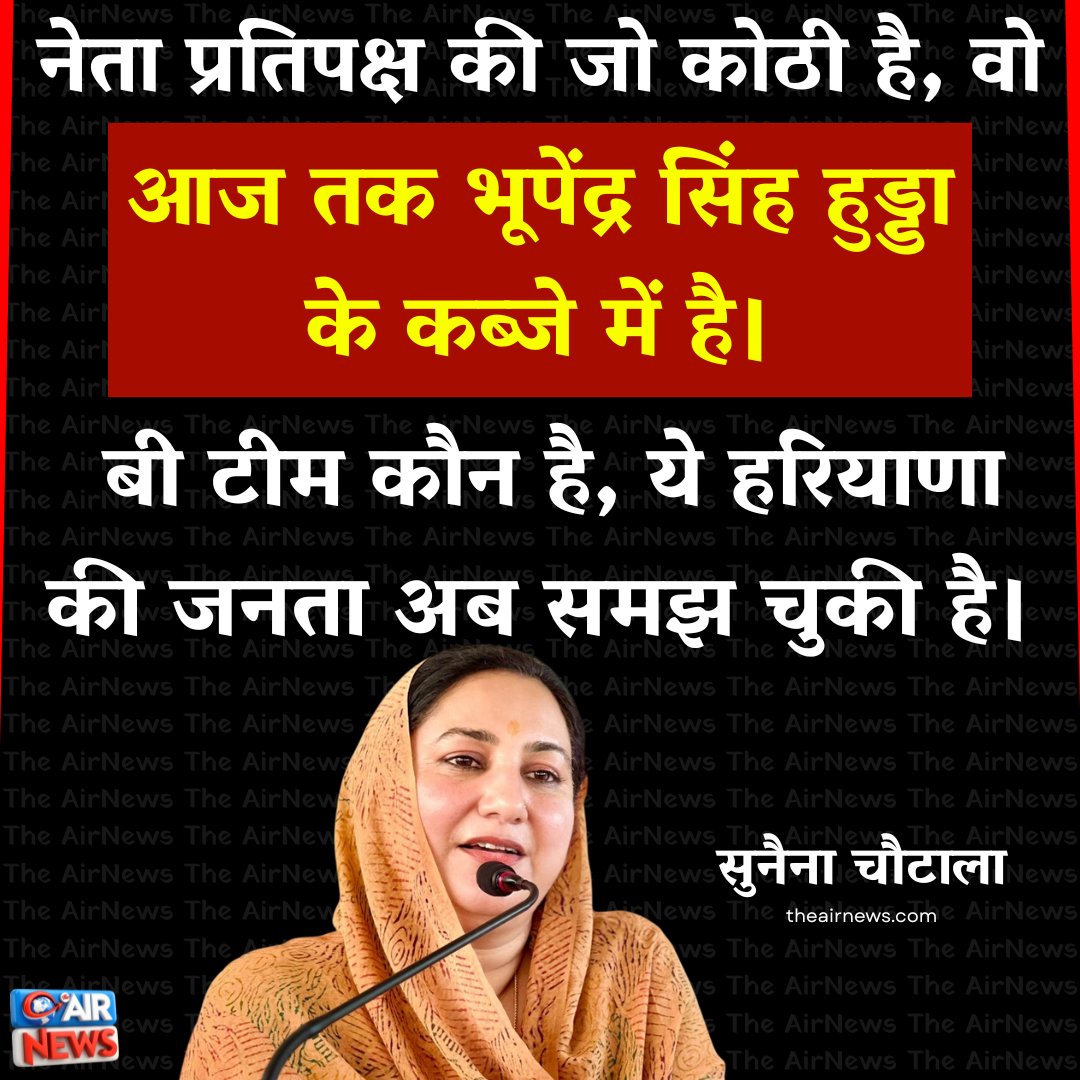 The Airnews (@theairnews_) on Twitter photo आज तक भूपेंद्र सिंह हुड्डा के कब्जे में है। <a href="/SunainaChautala/">Sunaina Chautala</a> <a href="/OfficialINLD/">Indian National Lokdal - INLD</a>
#TheAirnews #sunainachautala #deependersinghhooda #Bhupindersinghhooda #INLDHaryana #INLD #HaryanaCongress #HaryanaNews #HaryanaPolitics #BREAKING आज तक भूपेंद्र सिंह हुड्डा के कब्जे में है। <a href="/SunainaChautala/">Sunaina Chautala</a> <a href="/OfficialINLD/">Indian National Lokdal - INLD</a>
#TheAirnews #sunainachautala #deependersinghhooda #Bhupindersinghhooda #INLDHaryana #INLD #HaryanaCongress #HaryanaNews #HaryanaPolitics #BREAKING