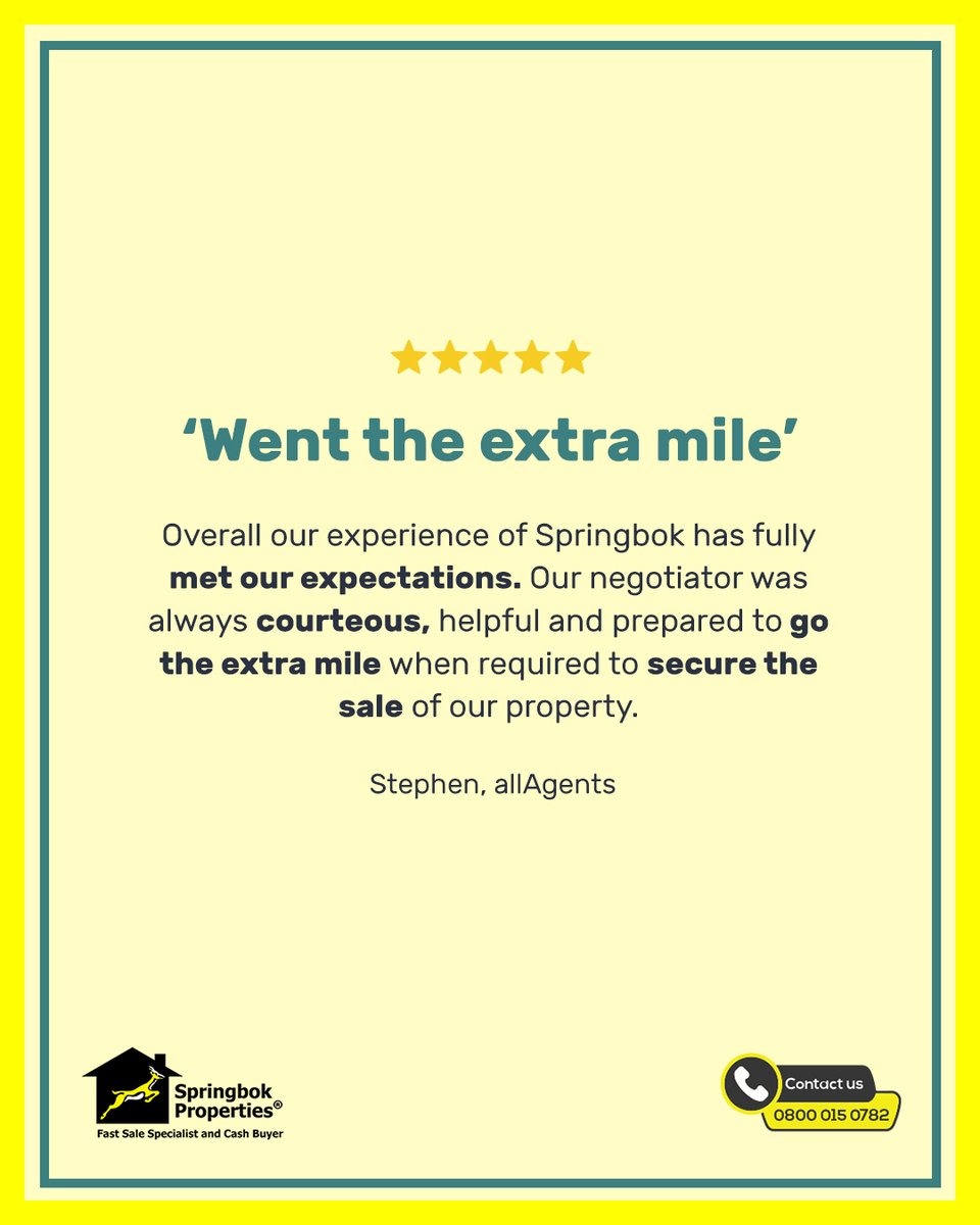 Our team #gotheextramile 💪 Find out for yourself by gettign your #cashoffer at: bit.ly/3FD57yo 
#sellwithSpringbok #customerreview #feedback #testimonial #housesale #propertysale #teamSpringbok