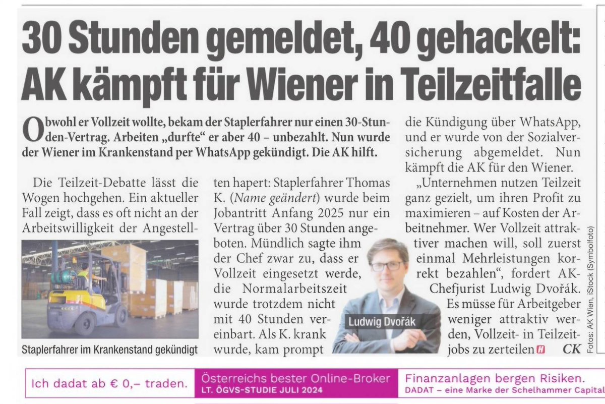 Die aktuelle Teilzeit-Debatte geht an der Realität der meisten AN:innen völlig vorbei. Der Realitätscheck der <a href="/Arbeiterkammer/">AK Österreich</a> - Beratung zeigt: Während Vertreter der AG (reiner Zufall, dass es lauter Männer sind?) TZ-Beschäftigte runtermachen, sorgen AG selbst für den TZ-Trend.