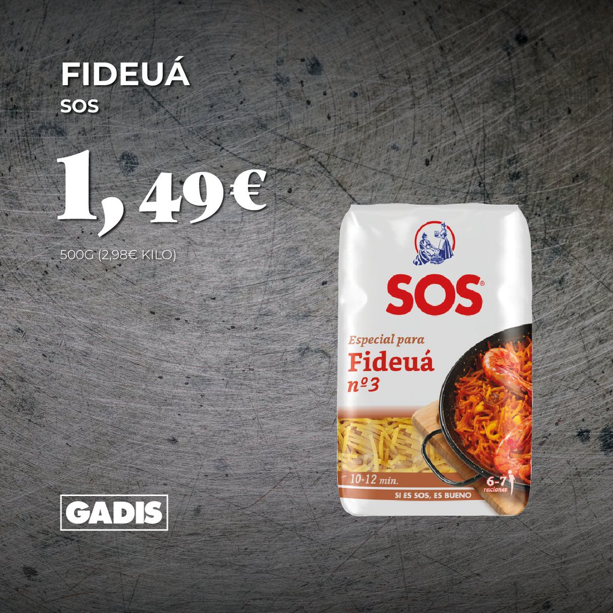 Apunta esto: La fideuá perfecta empieza por un buen fideo ⭐.

El Especial Fideuá de SOS lo tiene todo: sabor, proteína y firmeza. ¡Corre a por él en Gadis! 🏃💨