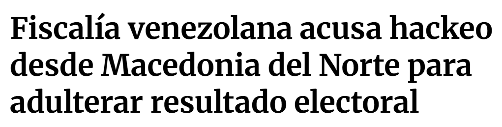 juanrallo's tweet photo. "El CNE cumplirá en plazo la publicación de las actas, como siempre ha hecho"

Un año después del fraude electoral masivo del chavismo, ¿ya ha publicado el CNE las actas electorales o necesita algo más de tiempo por culpa del hackeo de Macedonia del Norte? https://t.co/aCZvgdKaeh