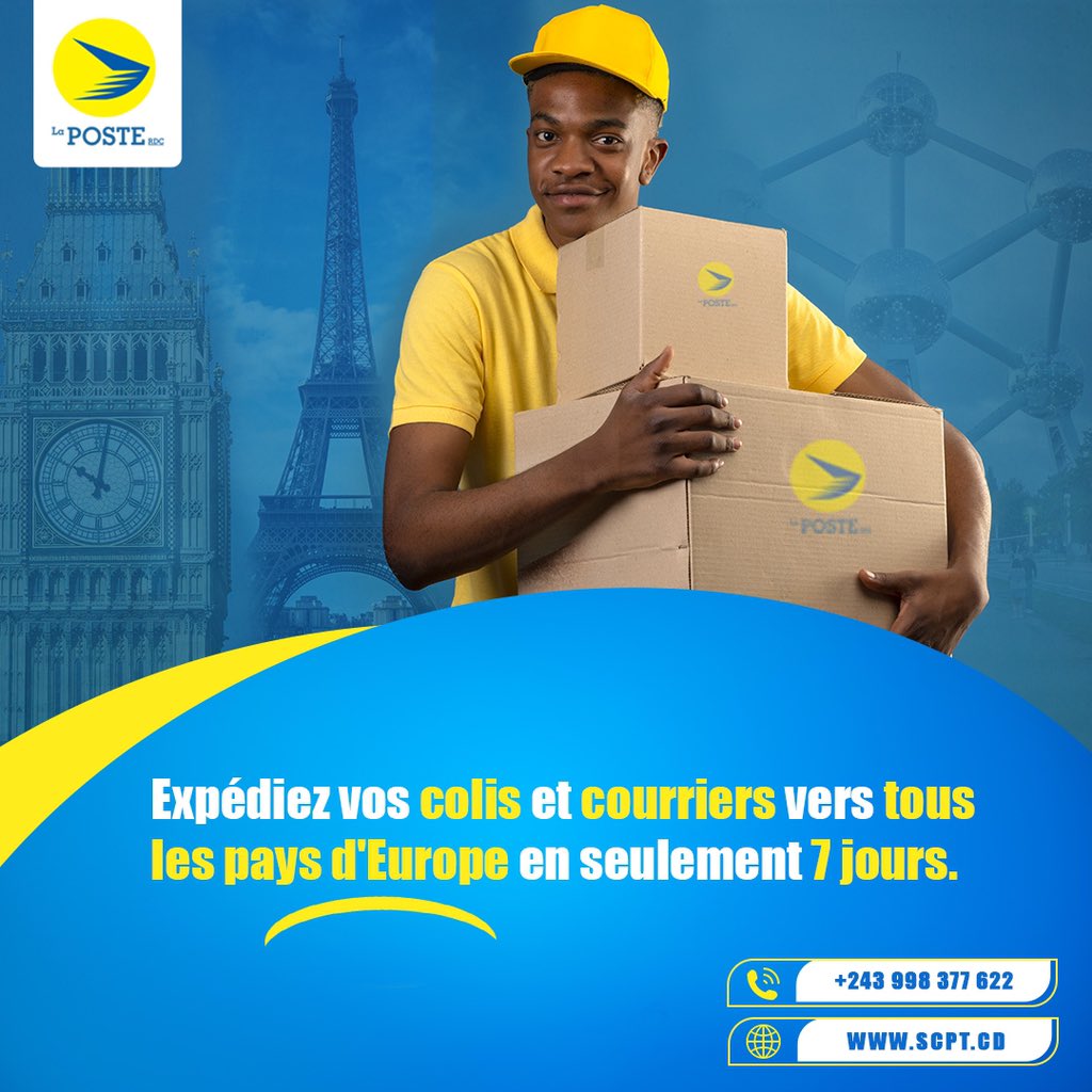 La Poste RDCšØš© (@poste_rdc) on Twitter photo ExpĆ©diez vos ššØš„š¢š¬ et ššØš®š«š«š¢šš«š¬ vers tous les pays šāšš®š«šØš©š en seulement š š£šØš®š«š¬.
#ššØš¬šššš³šØš§š š¢ !!!
āļø+243 99 837 7622 ā 814 159 194
š scpt.cd
Pour connaƮtre le #code_postal de votre quartier suivez le lien :
ššššš ExpĆ©diez vos ššØš„š¢š¬ et ššØš®š«š«š¢šš«š¬ vers tous les pays šāšš®š«šØš©š en seulement š š£šØš®š«š¬.
#ššØš¬šššš³šØš§š š¢ !!!
āļø+243 99 837 7622 ā 814 159 194
š scpt.cd
Pour connaƮtre le #code_postal de votre quartier suivez le lien :
ššššš