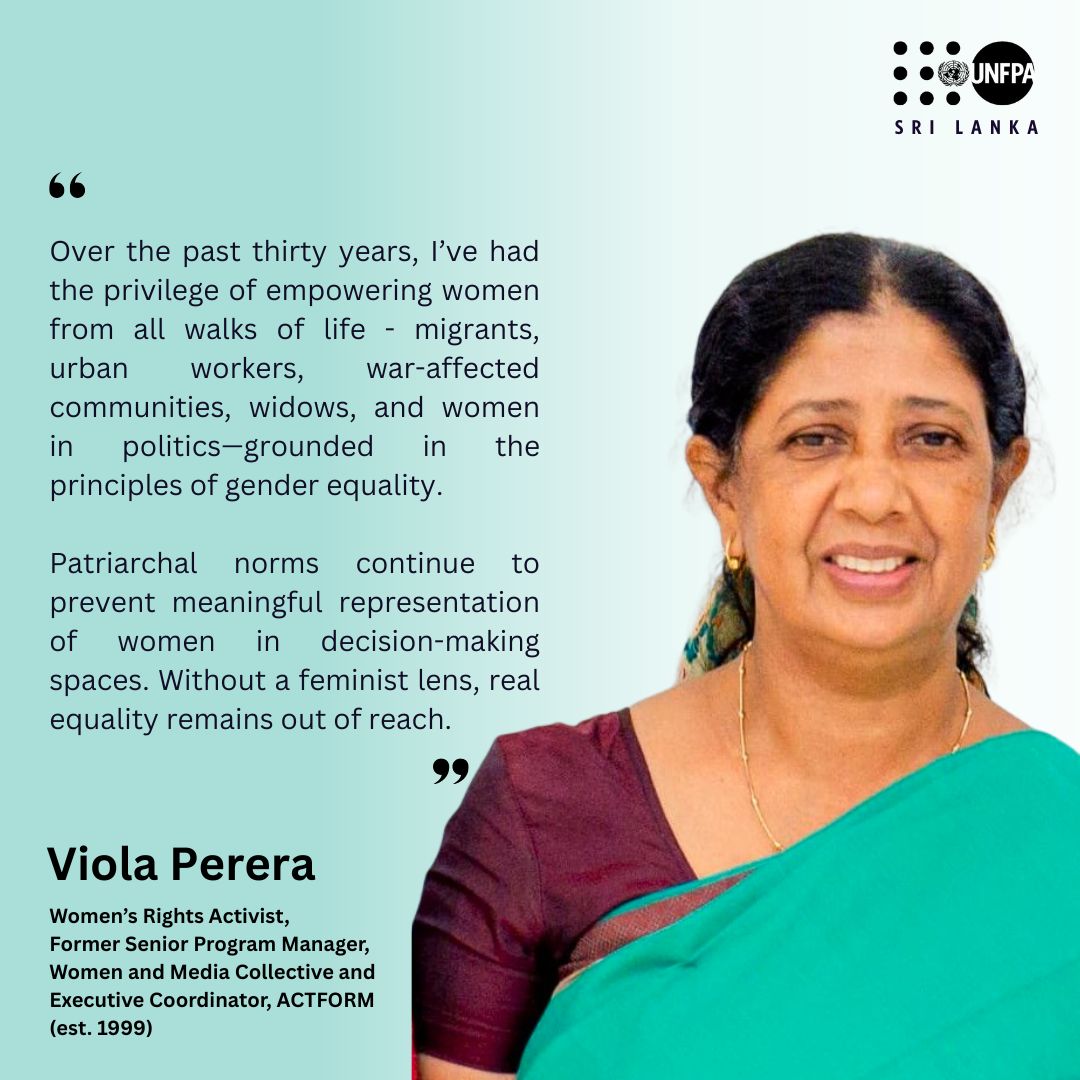UNFPASriLanka's tweet image. “My participation in the Beijing Conference was a turning point in my journey.”
Viola Perera reflects on decades of activism empowering grassroots women, migrants & young feminists.
Part of Reflections from Beijing – Sri Lanka
🔗 unf.pa/4584DP2