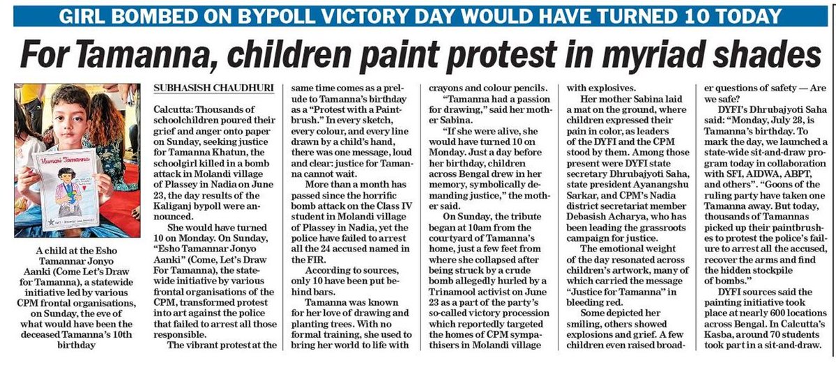 chhuti_is's tweet image. 600+ locations. 10000+ paintings. All by children who sat and drew paintings for a girl who would have turned 10 had she not been killed.