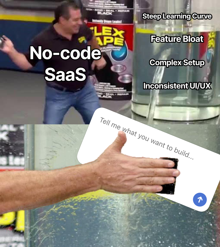 arkhip_au's tweet photo. No-code is literally a sandbox. Now we're handing the shovel to AI and hoping it builds the castle 🤞 https://t.co/dRcBIo4vtN