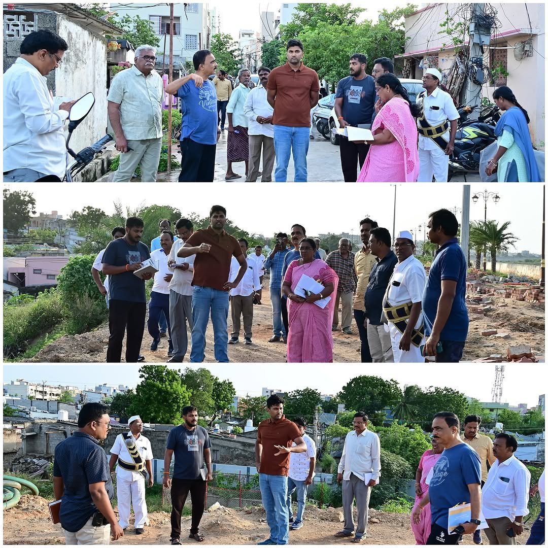 VMC Commissioner Sri DHYANACHANDRA HM IAS inspected sanitation,desilting, public toilets and ongoing VMC works at IGMC,Riverfront Park &amp; surrounding areas directing officials to ensure hygiene, efficiency &amp; public convenience. 🌿🌲 #Vijayawada #GreenVijayawada #CleanVijayawada