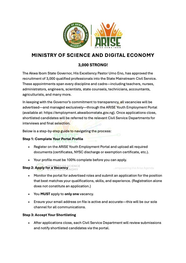 aksgovt's tweet image. Important Notice: Recruitment Into The State Civil Service

akwaibomstate.gov.ng/important-noti…