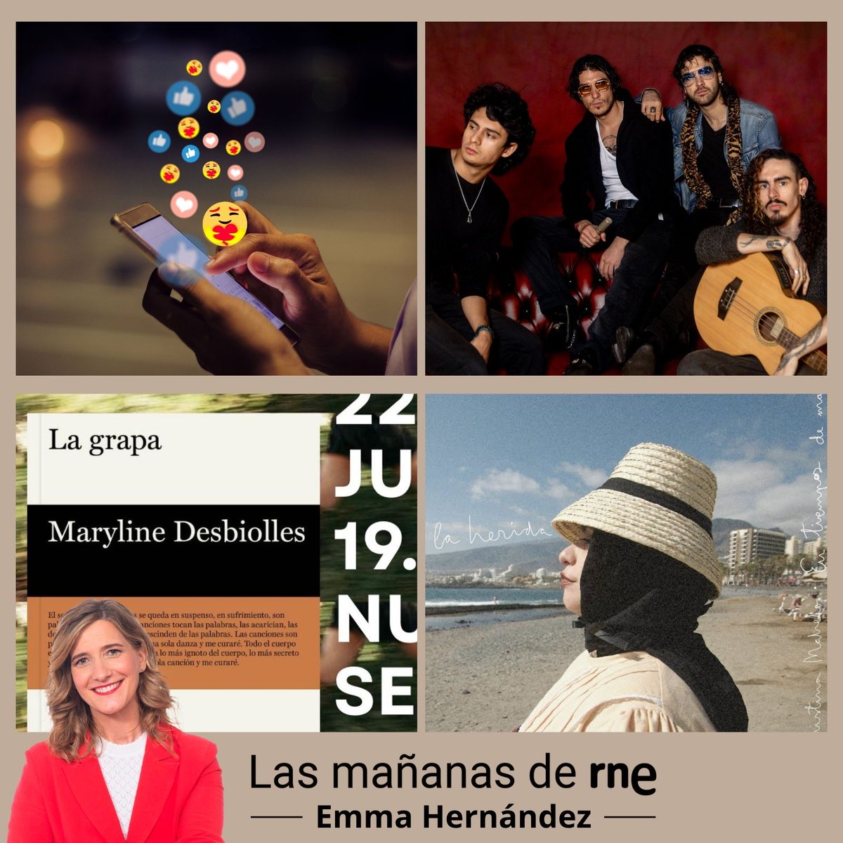 LasMananas_rne's tweet image. ¡Arrancamos a las 10h con @hf_emma!
🔹Amor digital
🔹 Club de lectura bailado @librostraperos @EspacioLasala
🔹 Charla con @UltraligeraBand
🔹@CristinaMahelo en "La raíz más moderna"
🔴 DIRECTO rtve.es/rneaudio
🎧 PODCAST rtve.es/play/audios/la…