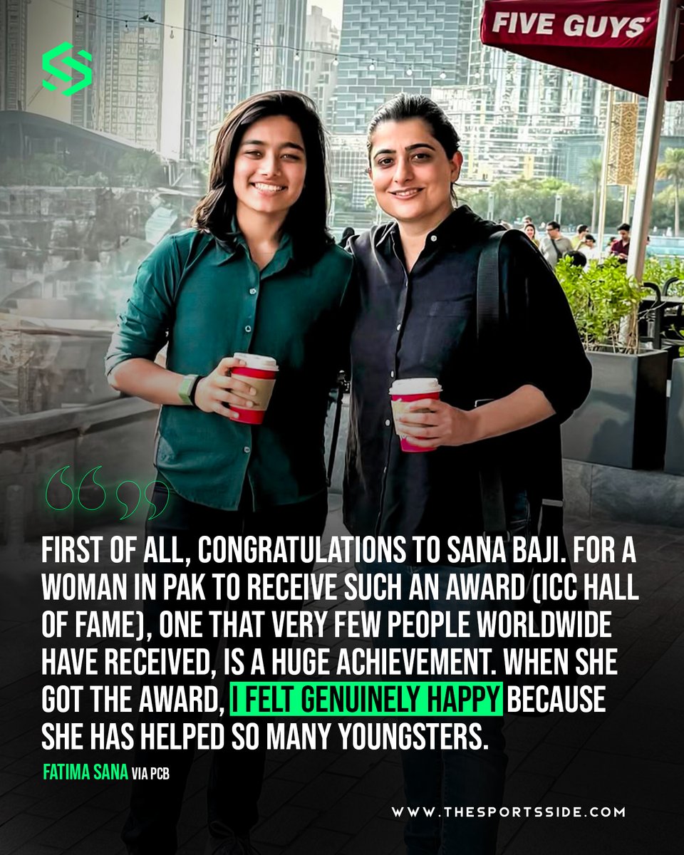 TheSportsSide1's tweet image. A proud moment for Pakistan 🇵🇰

Fatima Sana on what Sana Mir&apos;s ICC Hall of Fame honour means to the next generation.