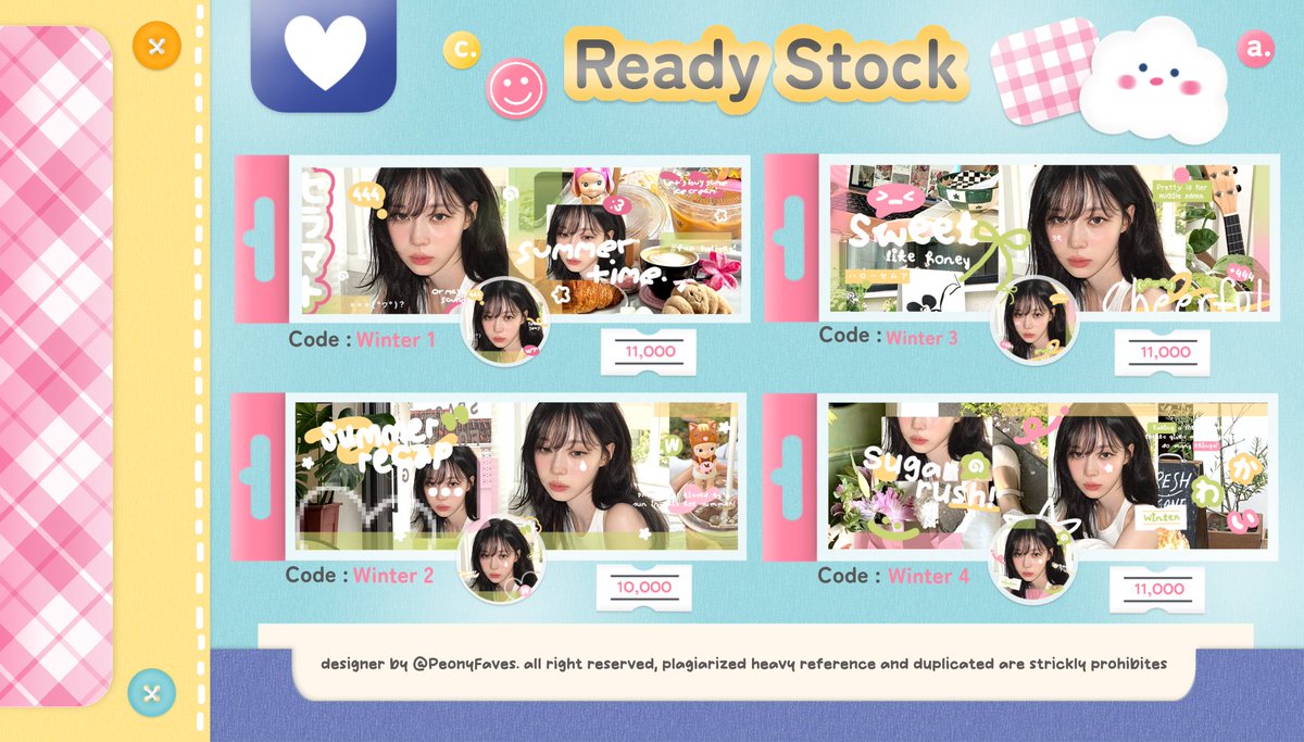 Help repost ya thank you! >__< 

Halo, Audrey punya 4 layout ready stock dari update Winter terbaru yang bisa dijemput sekarang! Price start from 10k aja &amp; free re-text nick yaaa. Yuk jajan yuk. 😋🌱💗
#zonauang #zonaba