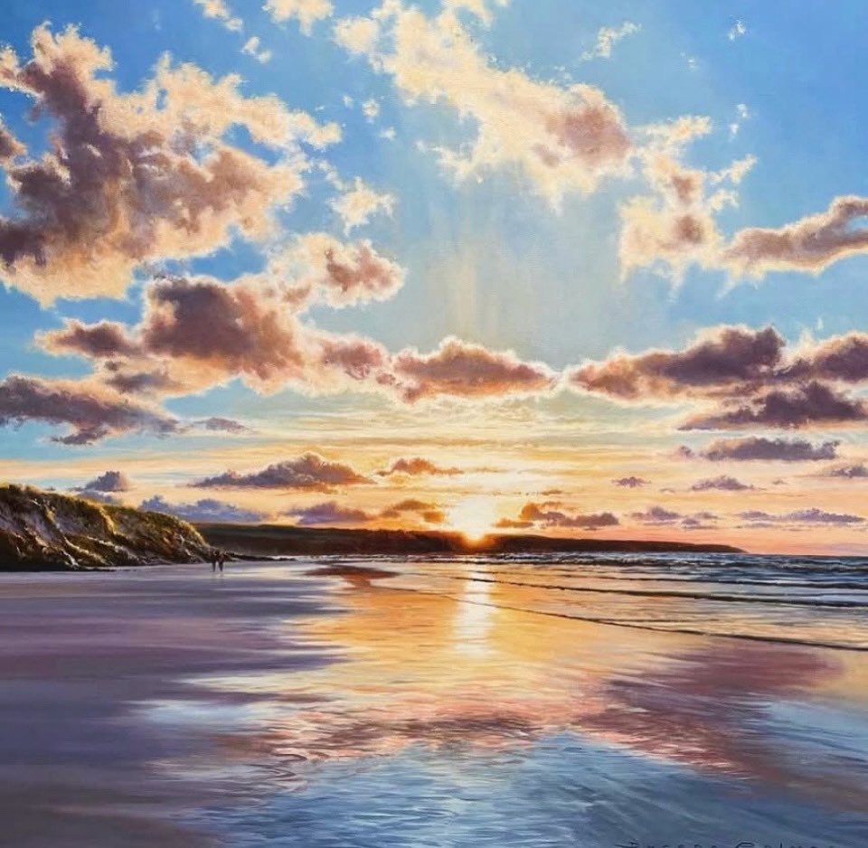 hartgalleries's tweet photo. We’re thrilled to unveil a breathtaking new collection of originals by Duncan Palmar.
This piece, bathed in golden light and kissed by sunset reflections, reminds us of nature’s quiet power and peace. 
https://t.co/KYldMY61vD
#art #coastallife #originalart #landscapes #beauty https://t.co/iMavdzCM1f