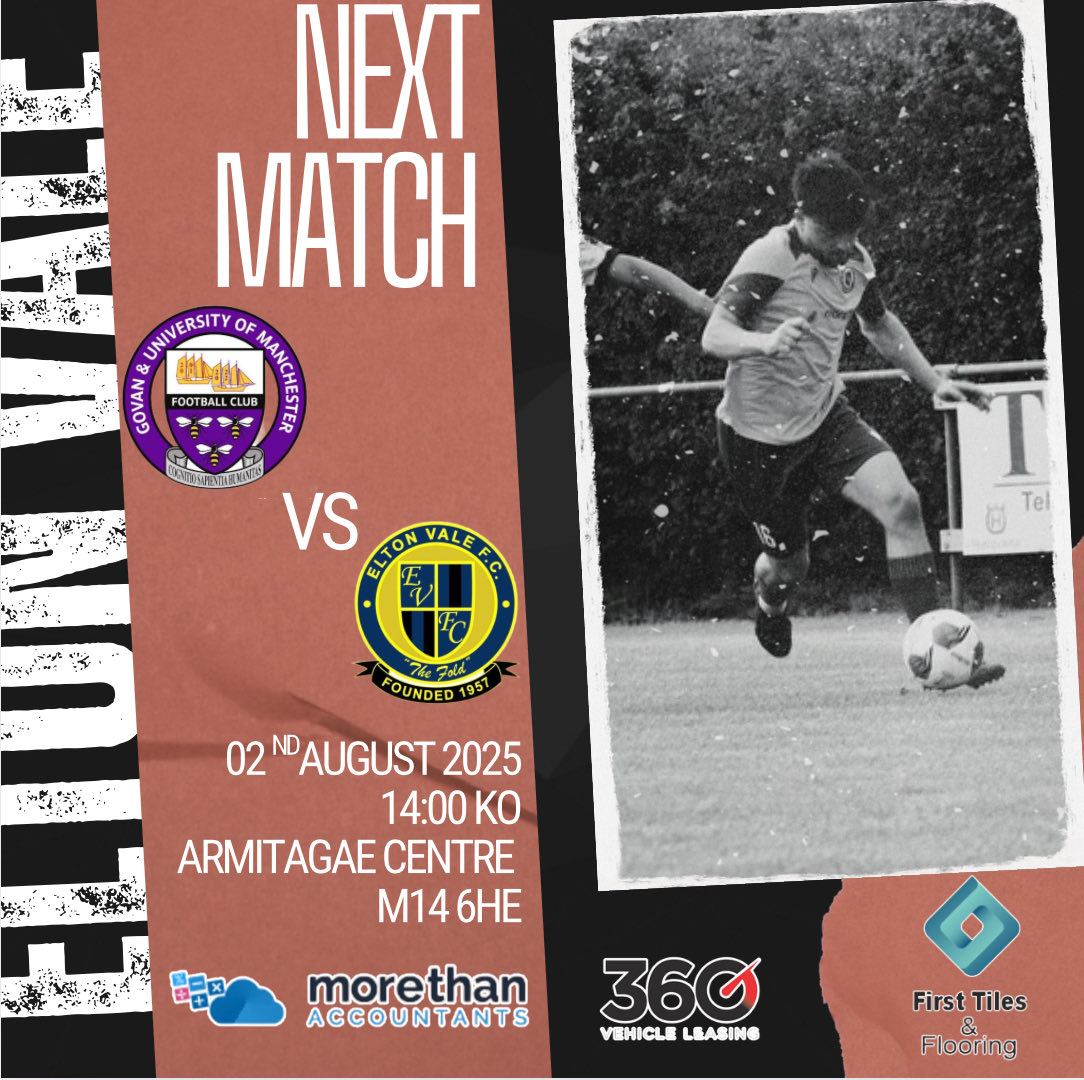 EltonValeFC's tweet image. 1st Team will have their last Pre Season friendly on Saturday as they head over to Wright Robinson College 4G to take on @EastMancFC !
Reserves begin their season with what is always a difficult game against @GovanAthletic !
Please come and support if you can ! 🤝
#UTV🔵⚫️